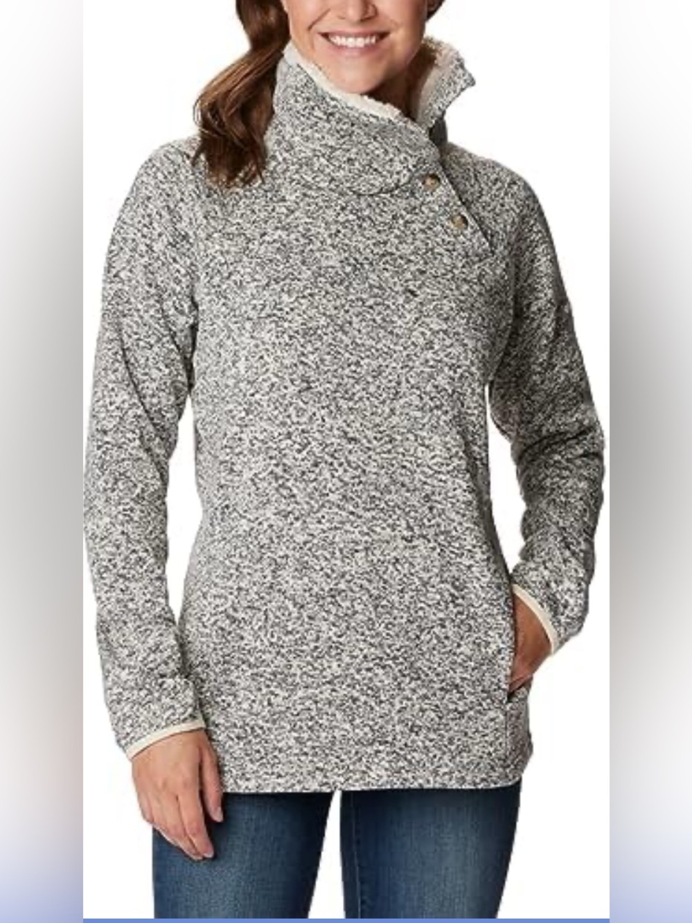 NWT Columbia grey marled Sweater Weather Sherpa Hybrid Pullover Size S